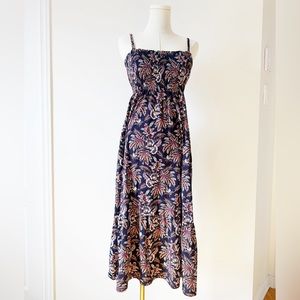 Uniqlo tropical print women smoked maxi dress size small